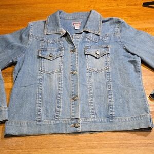 Bit & Bridle Women XL Light Denim Blue‎ Rhinestone Western Button Jean Jacket